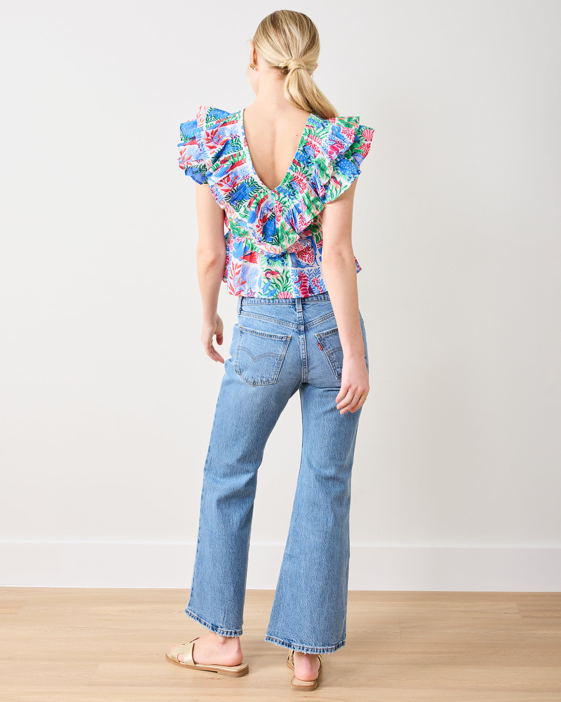 Stained Glass Sea - Lola Blouse - Cloud - Printfresh