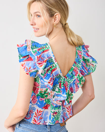 Stained Glass Sea - Lola Blouse - Cloud - Printfresh
