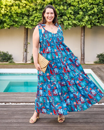 Stained Glass Sea - Siren Dress - Seaside Blue - Printfresh