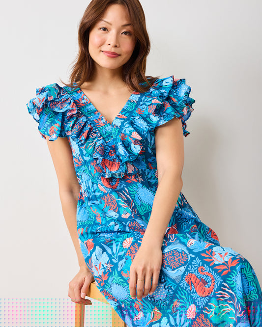 Stained Glass Sea - Lola Dress - Seaside Blue - Printfresh