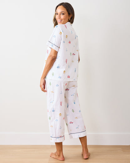 Summer Essentials - Short Sleeve Top & Cropped Pants Set - Cloud - Printfresh