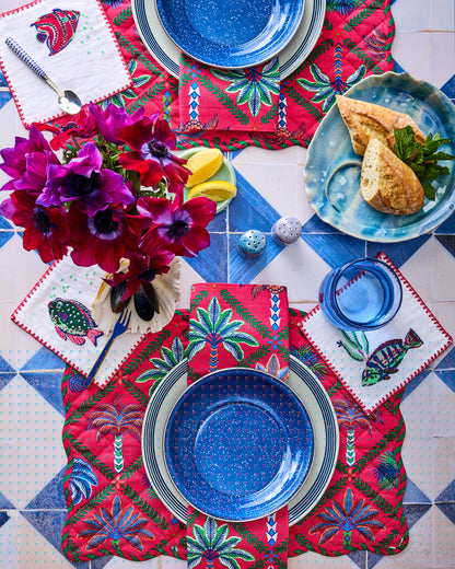 Palm Tree Paradise - Set of 4 Placemats & Napkins Bundle - Cocktail Umbrella - Printfresh