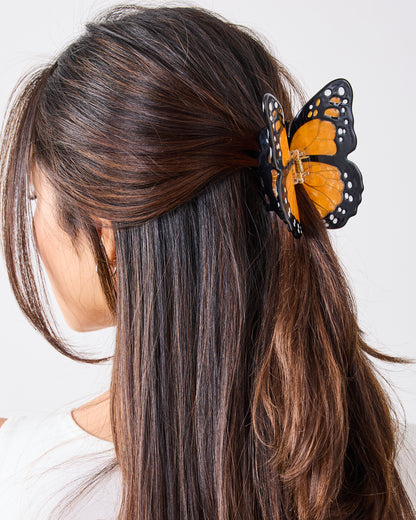 Monarch Butterfly - Hand-Painted Claw Hair Clip - Solar Eclipse - Printfresh
