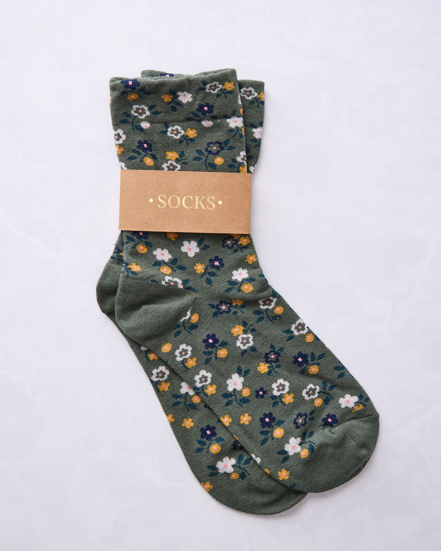 Green - Garden flower socks - Tiepology - Printfresh