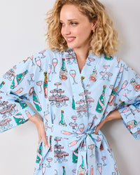 Champagne Tower - Getting Ready Robe - Soft Blue - Printfresh