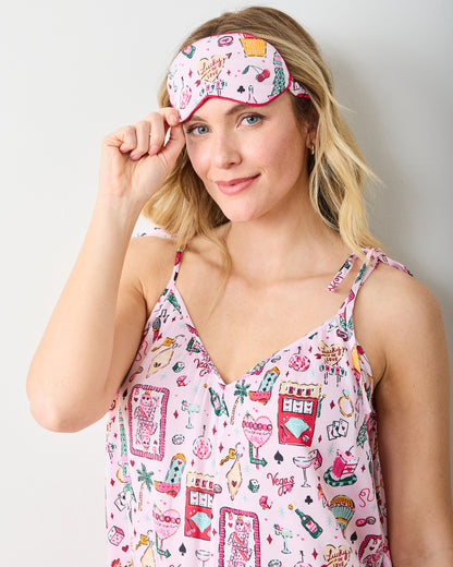 Viva Las Vegas - Eco Satin Eye Mask - Lucky Pink - Printfresh