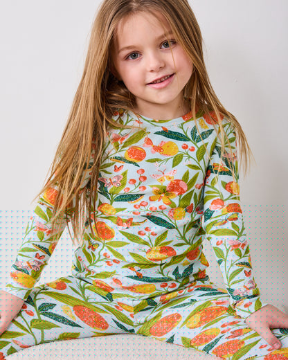 Butterfly Grove - Kids PJ Set - Soft Blue
