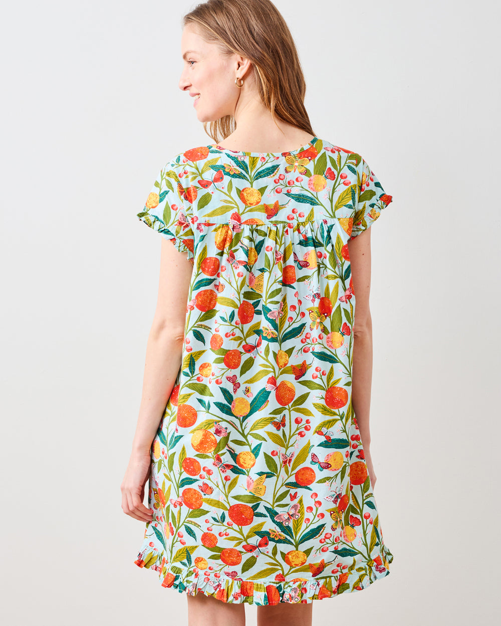 Butterfly Grove - Pintuck Nightgown - Soft Blue - Printfresh