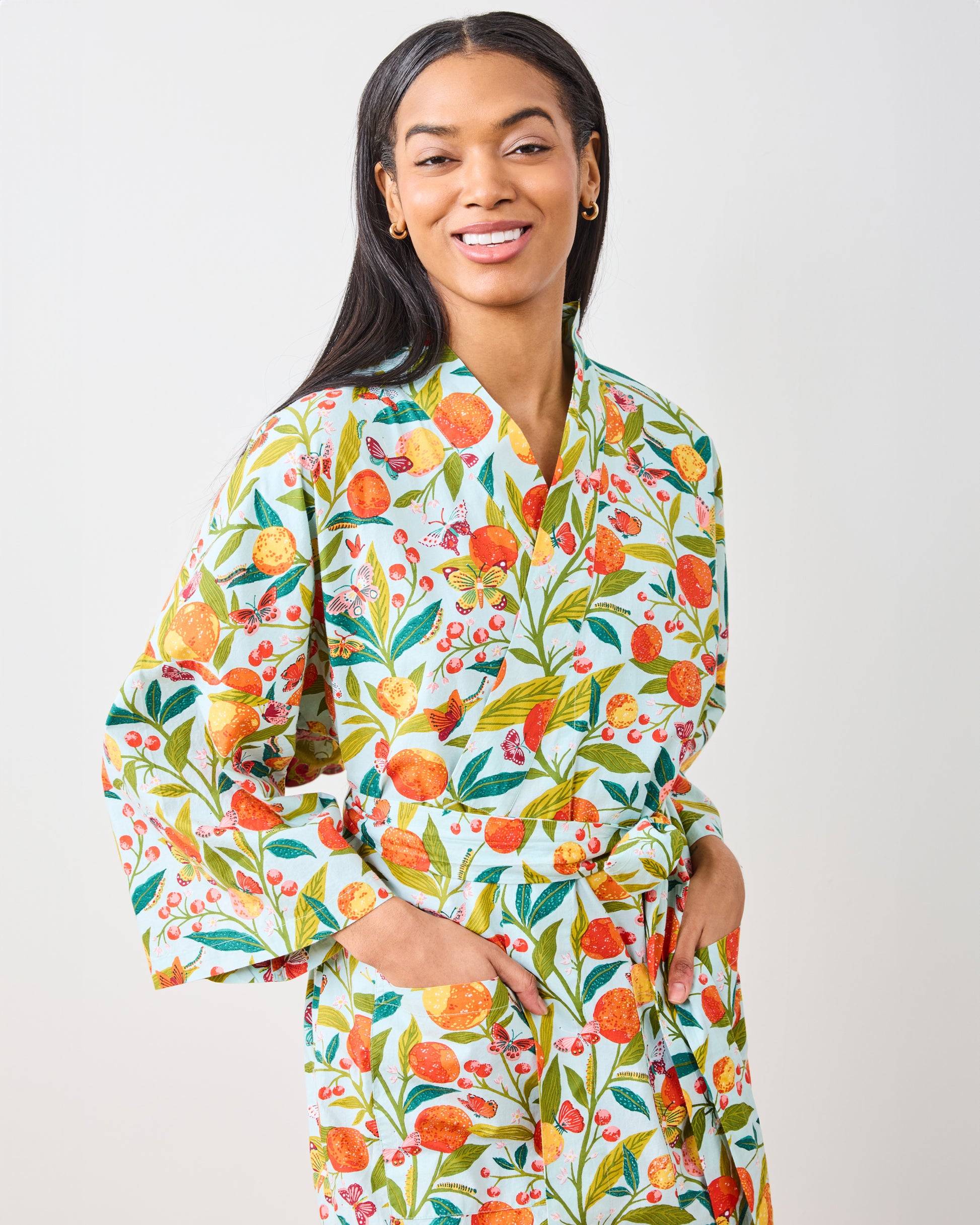Butterfly Grove - Robe - Soft Blue - Printfresh