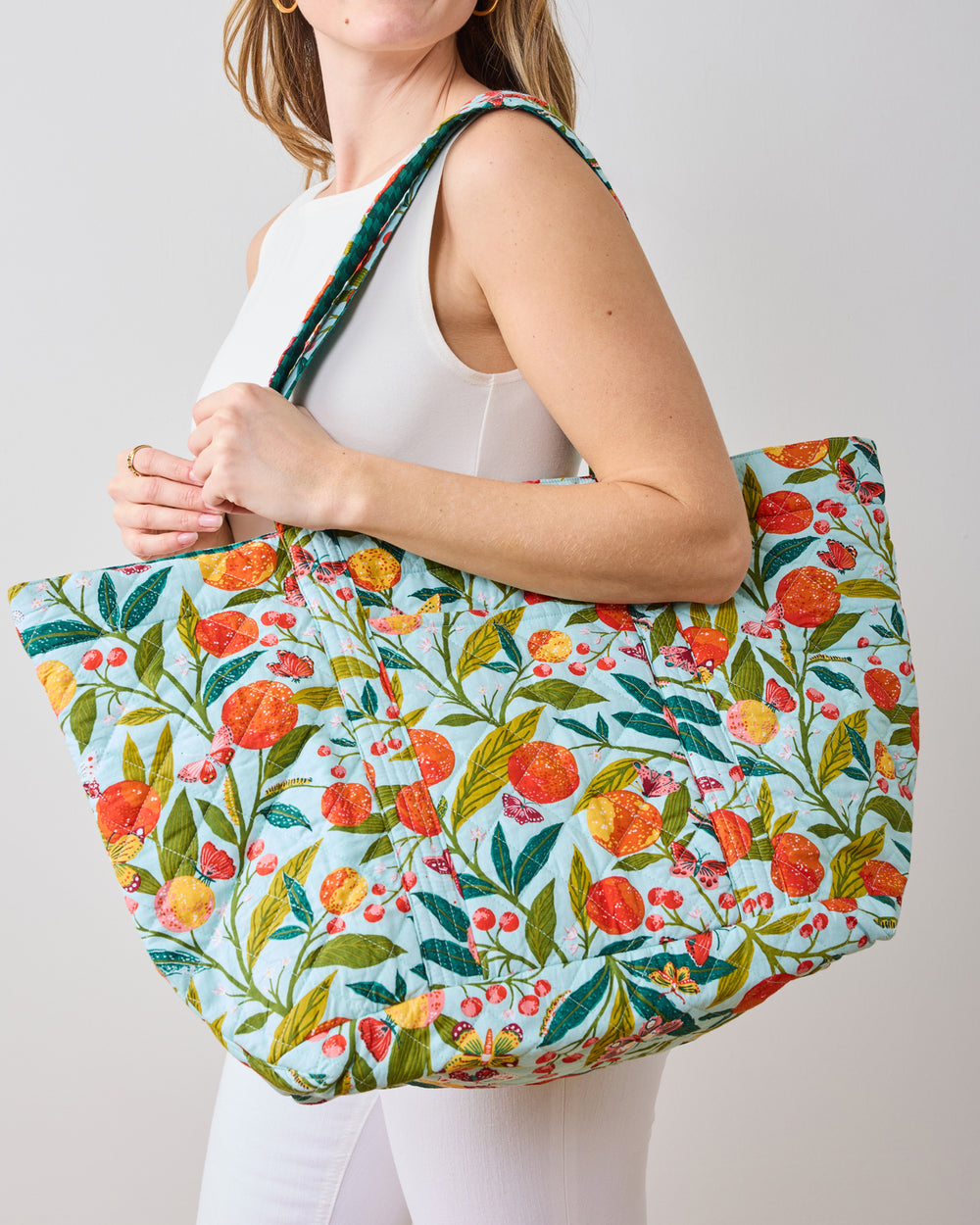 Butterfly Grove - Weekend Bag With Pouch - Soft Blue - Printfresh