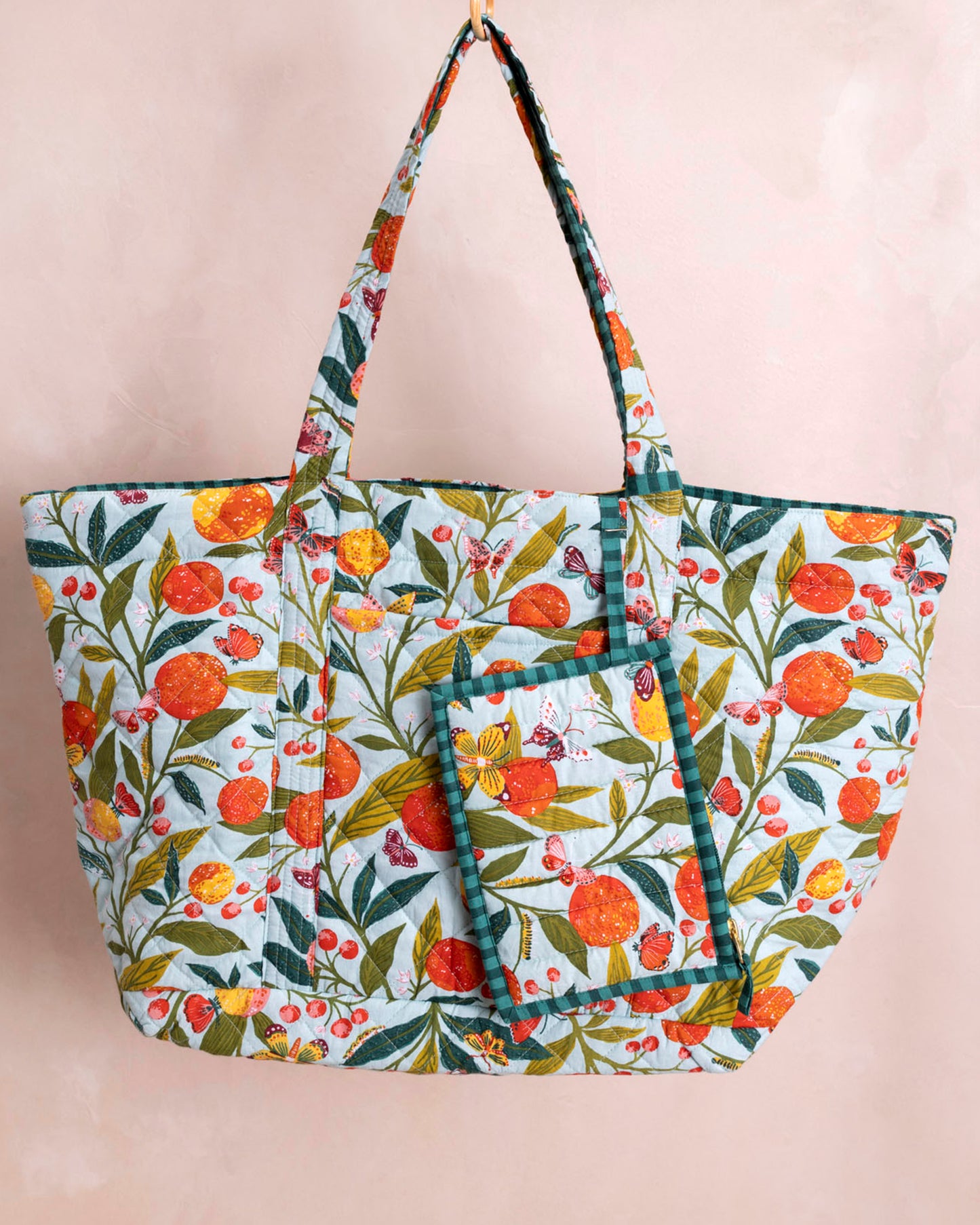 Butterfly Grove - Weekend Bag With Pouch - Soft Blue - Printfresh