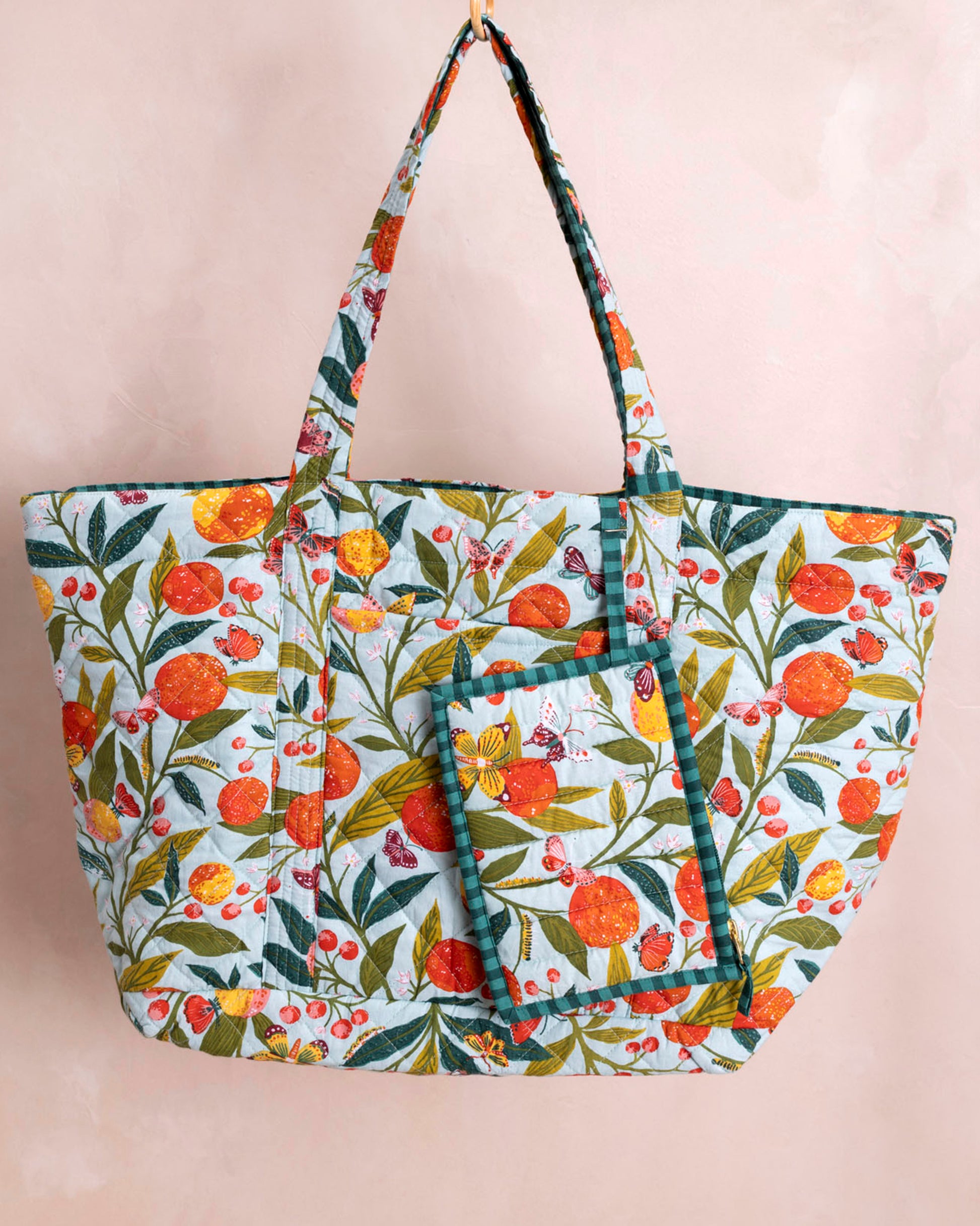 Butterfly Grove - Weekend Bag With Pouch - Soft Blue - Printfresh