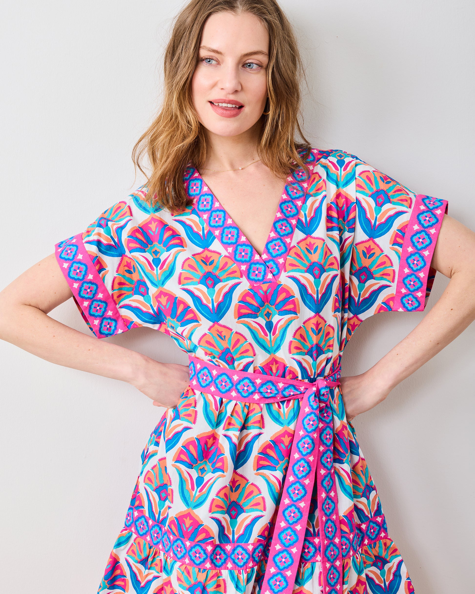Geo Floral - Atlantic Dress - Fuschia Cloud - Printfresh