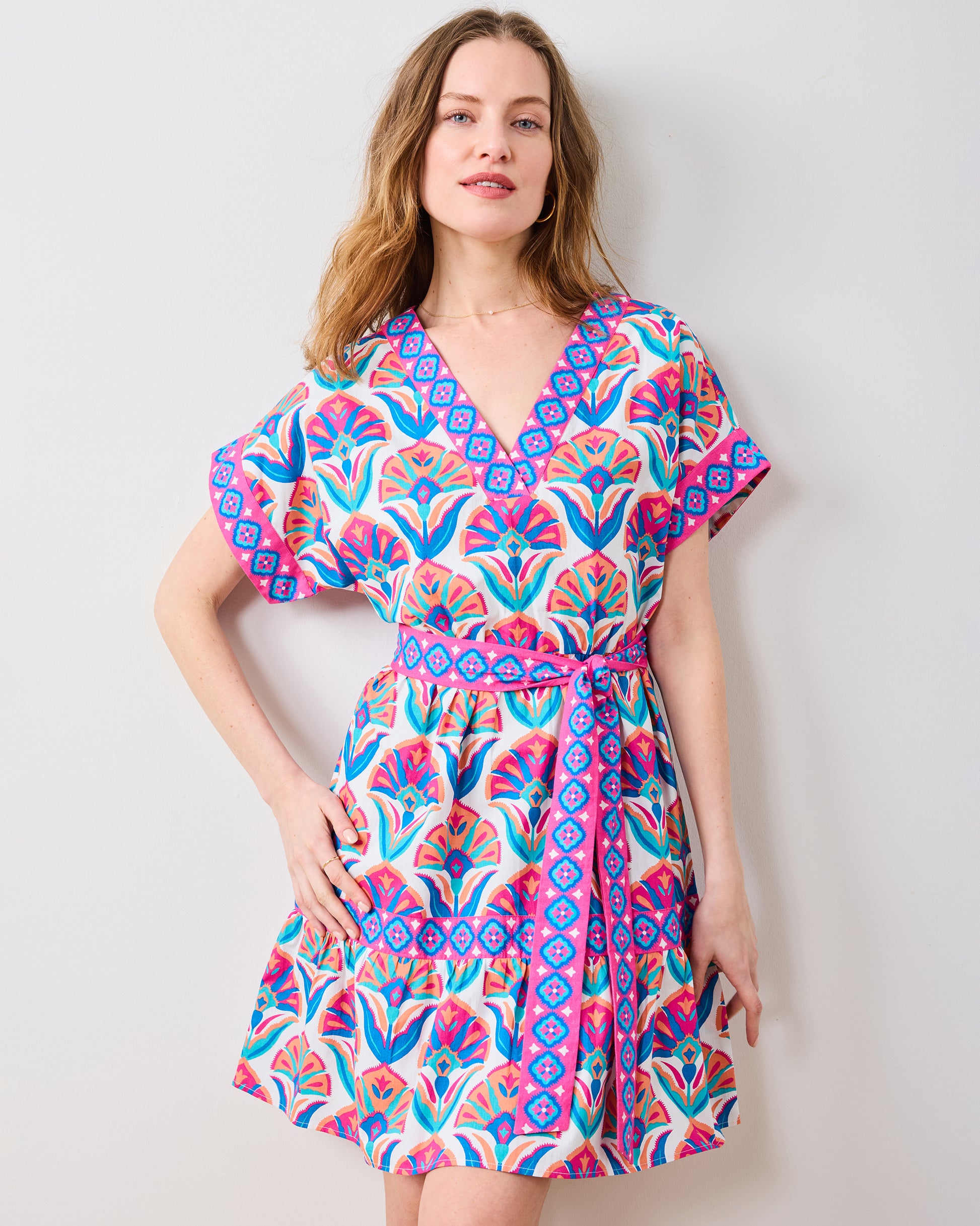 Geo Floral - Atlantic Dress - Fuschia Cloud - Printfresh