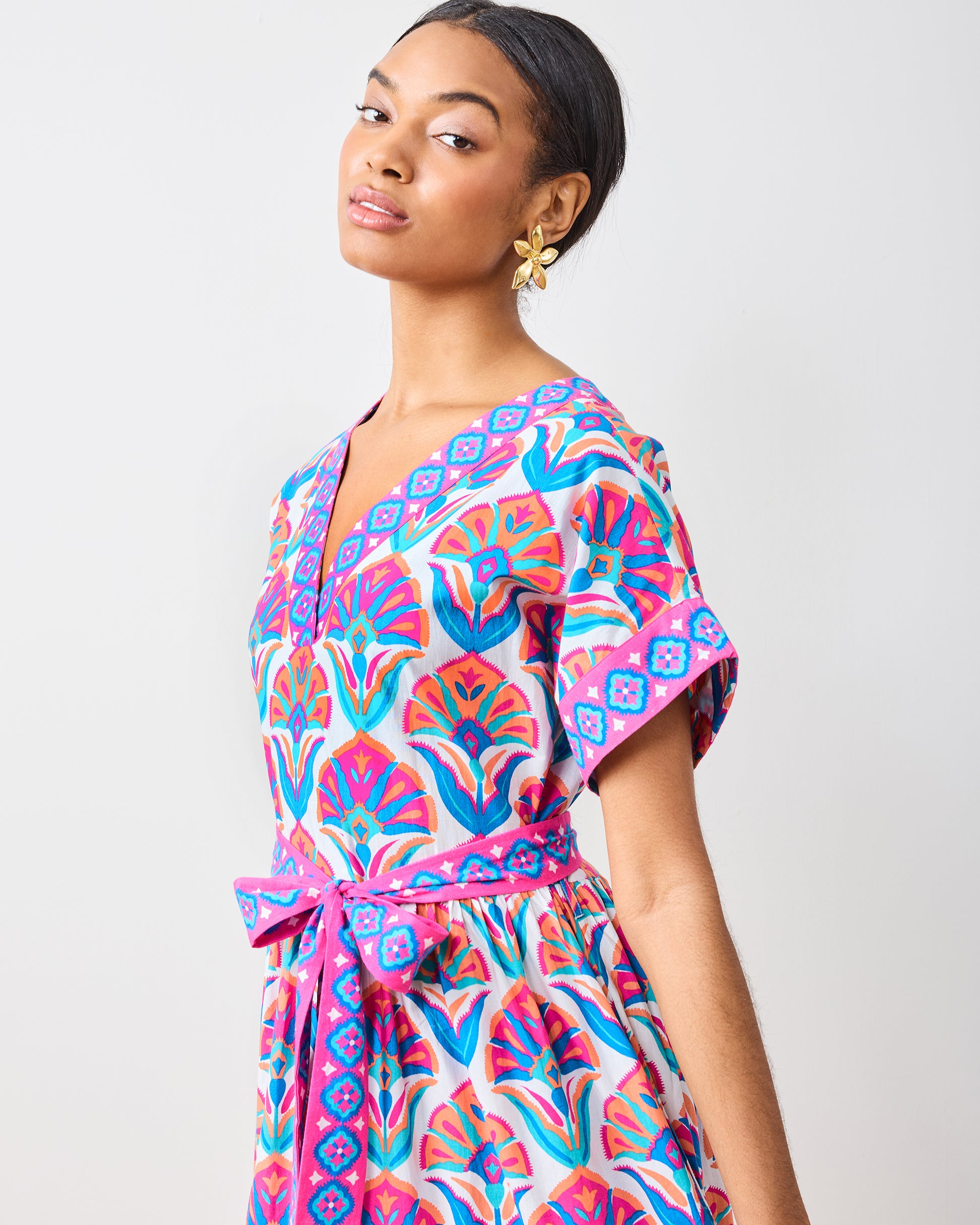 Geo Floral - Harbour Dress - Fuschia Cloud - Printfresh