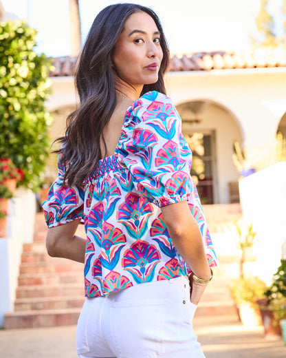 Geo Floral - Margot Blouse - Fuschia Cloud - Printfresh