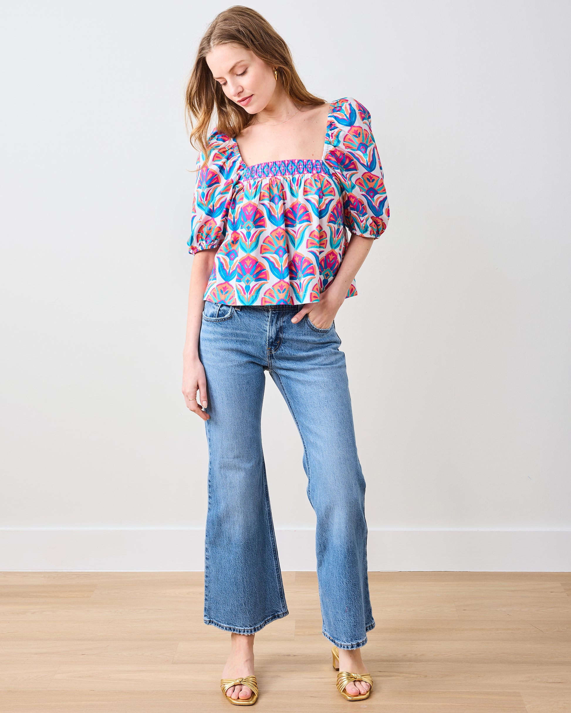Geo Floral - Margot Blouse - Fuschia Cloud - Printfresh