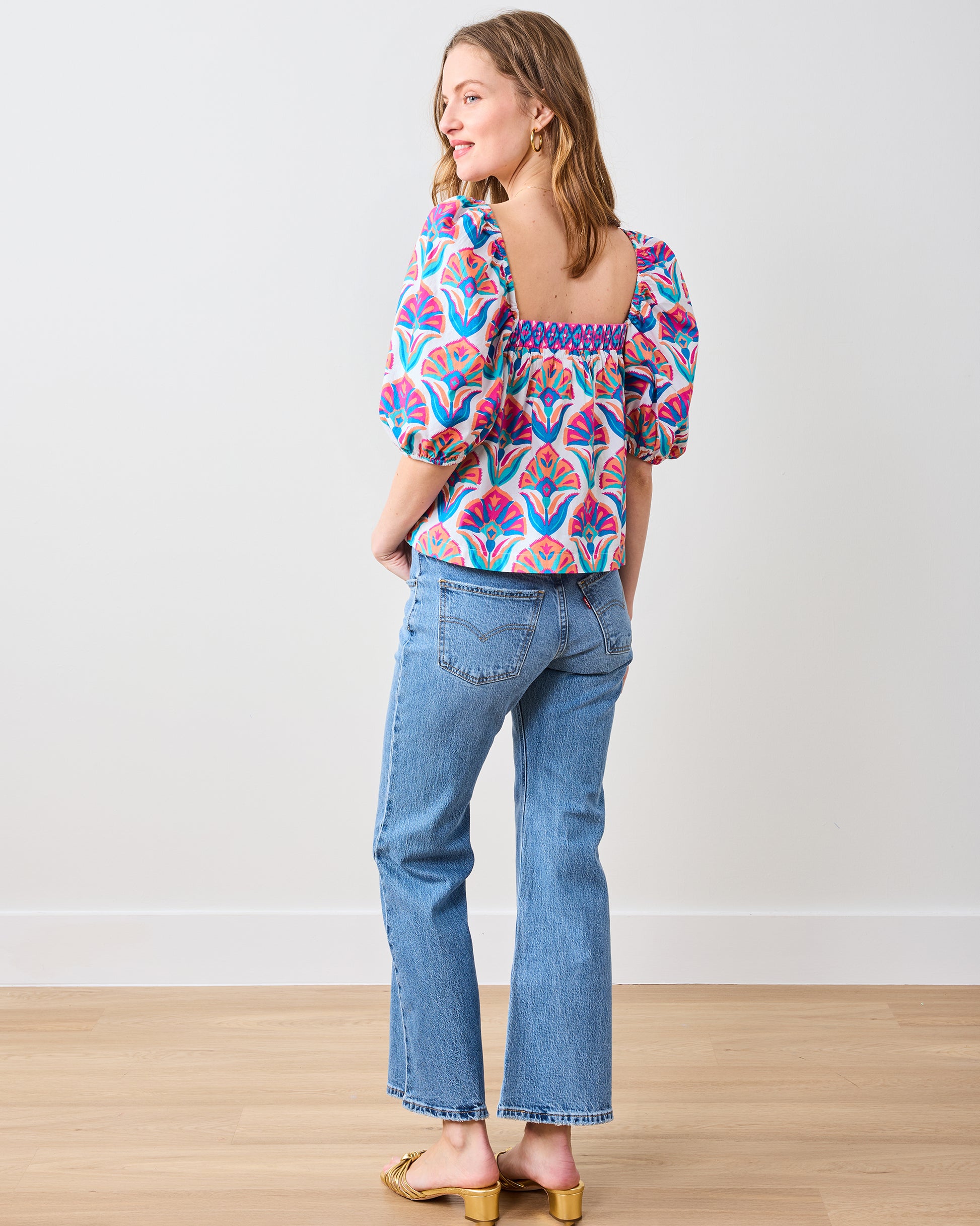 Geo Floral - Margot Blouse - Fuschia Cloud - Printfresh