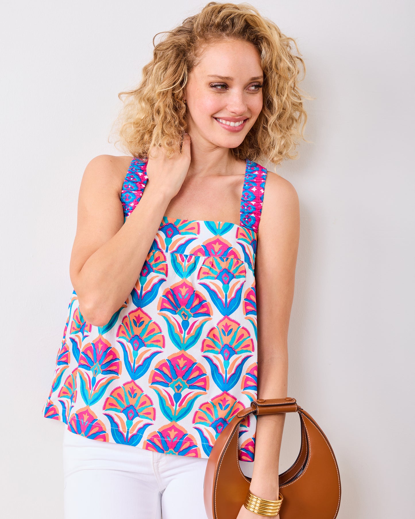 Geo Floral - Mila Top - Fuschia Cloud - Printfresh