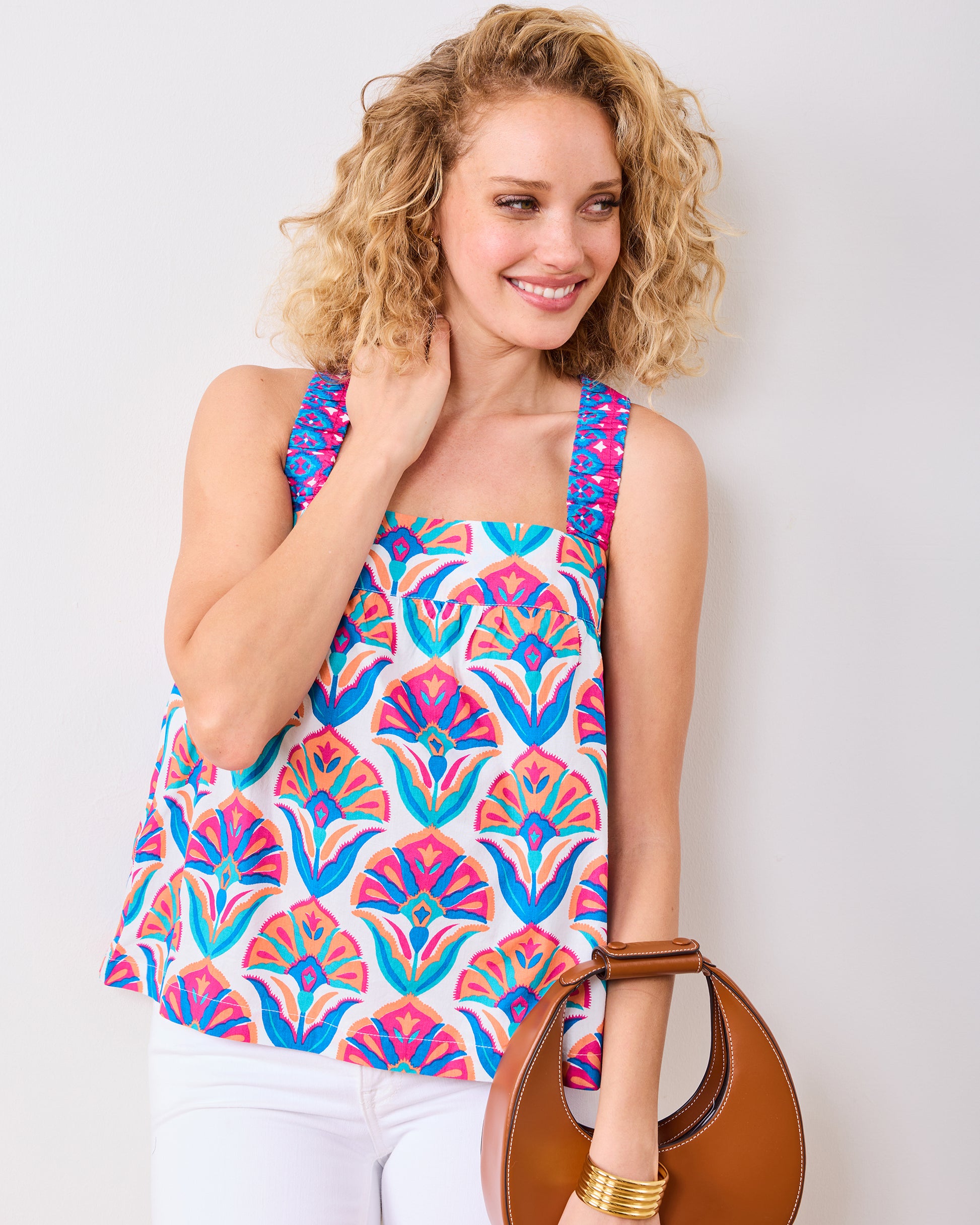 Geo Floral - Mila Top - Fuschia Cloud - Printfresh