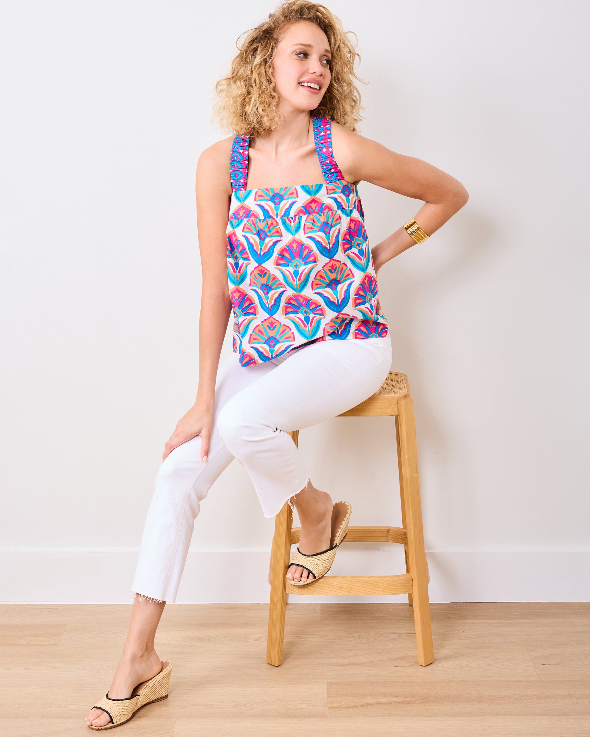Geo Floral - Mila Top - Fuschia Cloud - Printfresh