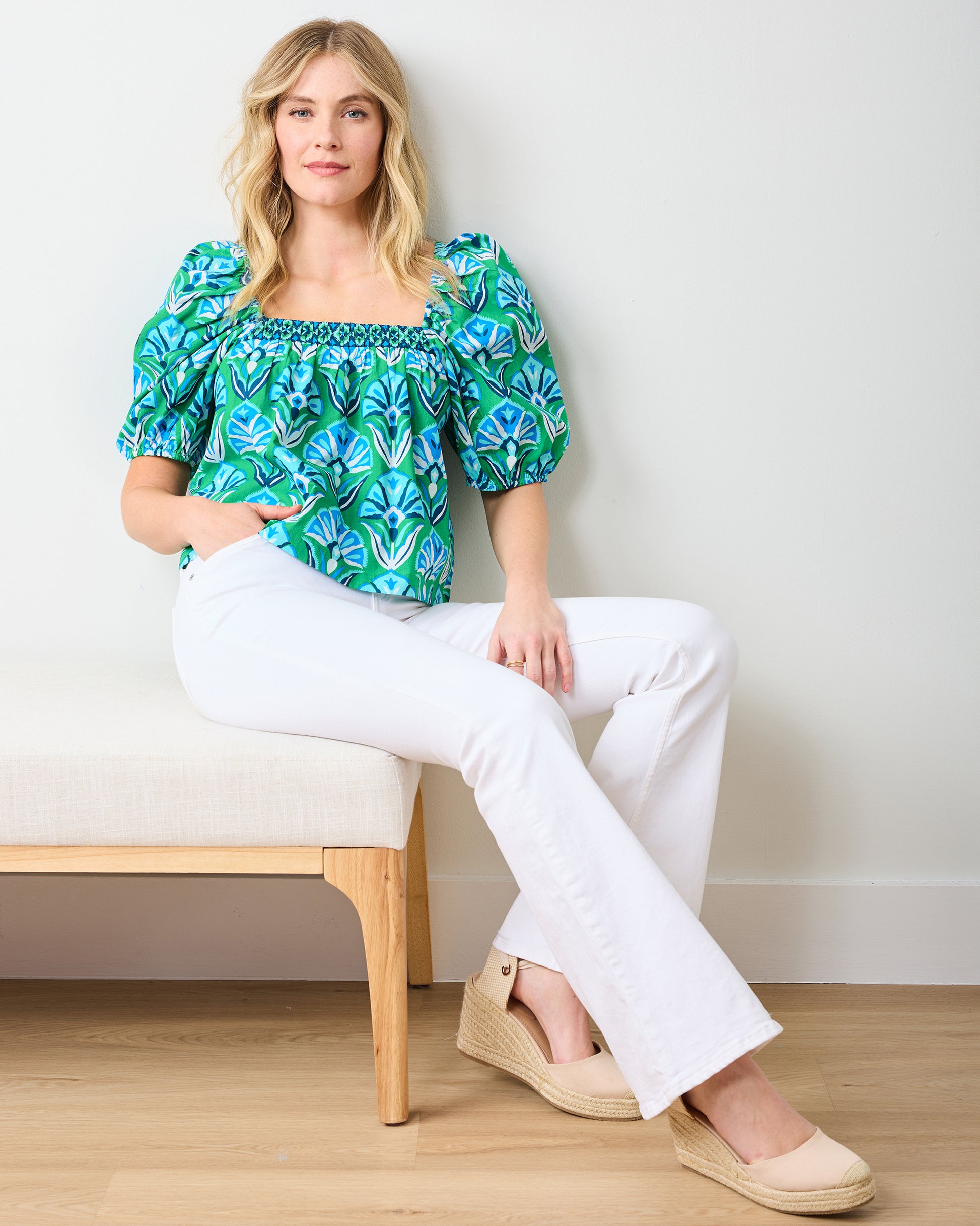Geo Floral - Margot Blouse - Green Juice - Printfresh