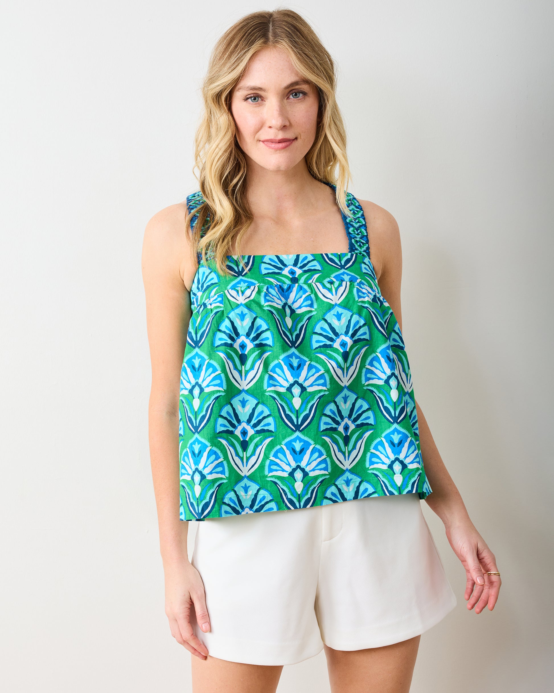 Geo Floral - Mila Top - Green Juice - Printfresh
