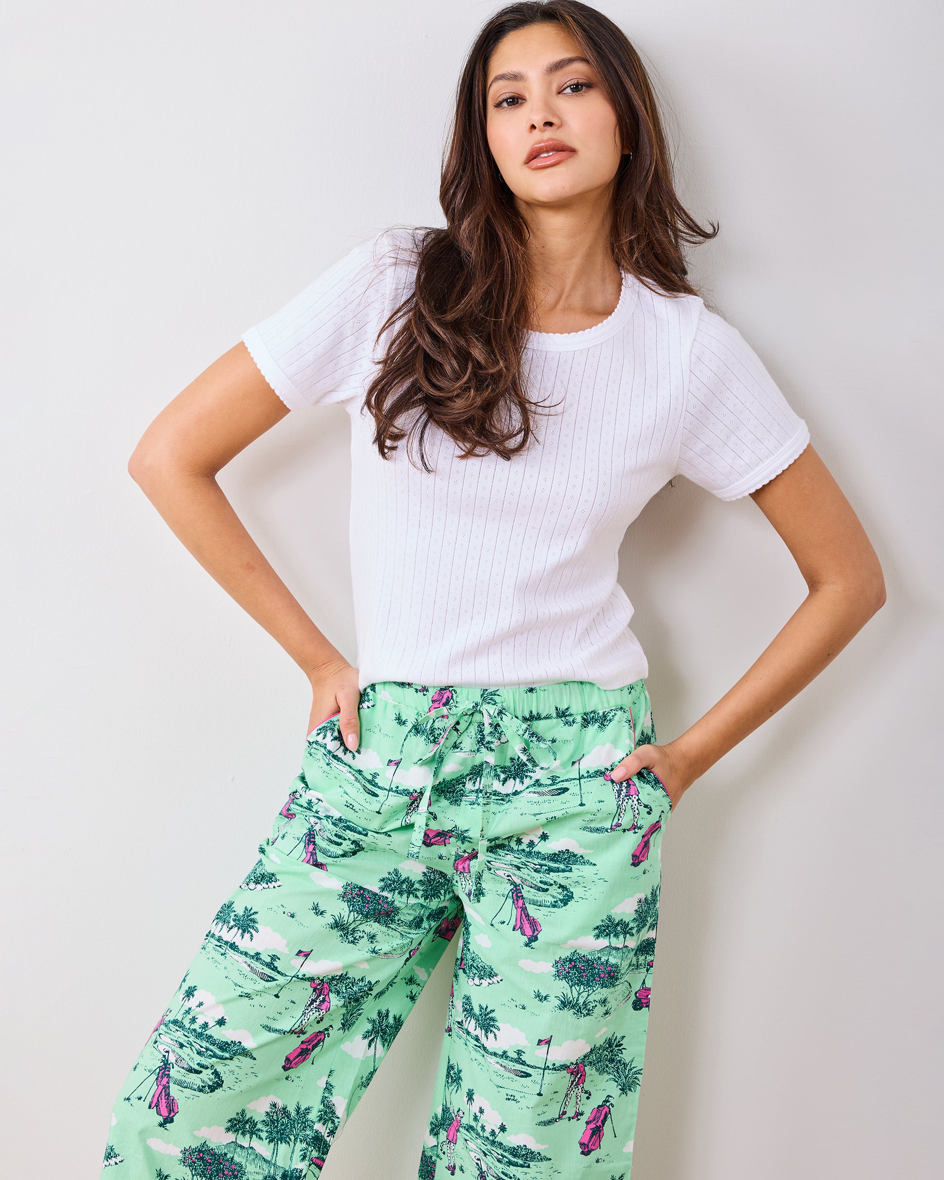 Golf Toile - Cropped PJ Pants - Putting Green - Printfresh