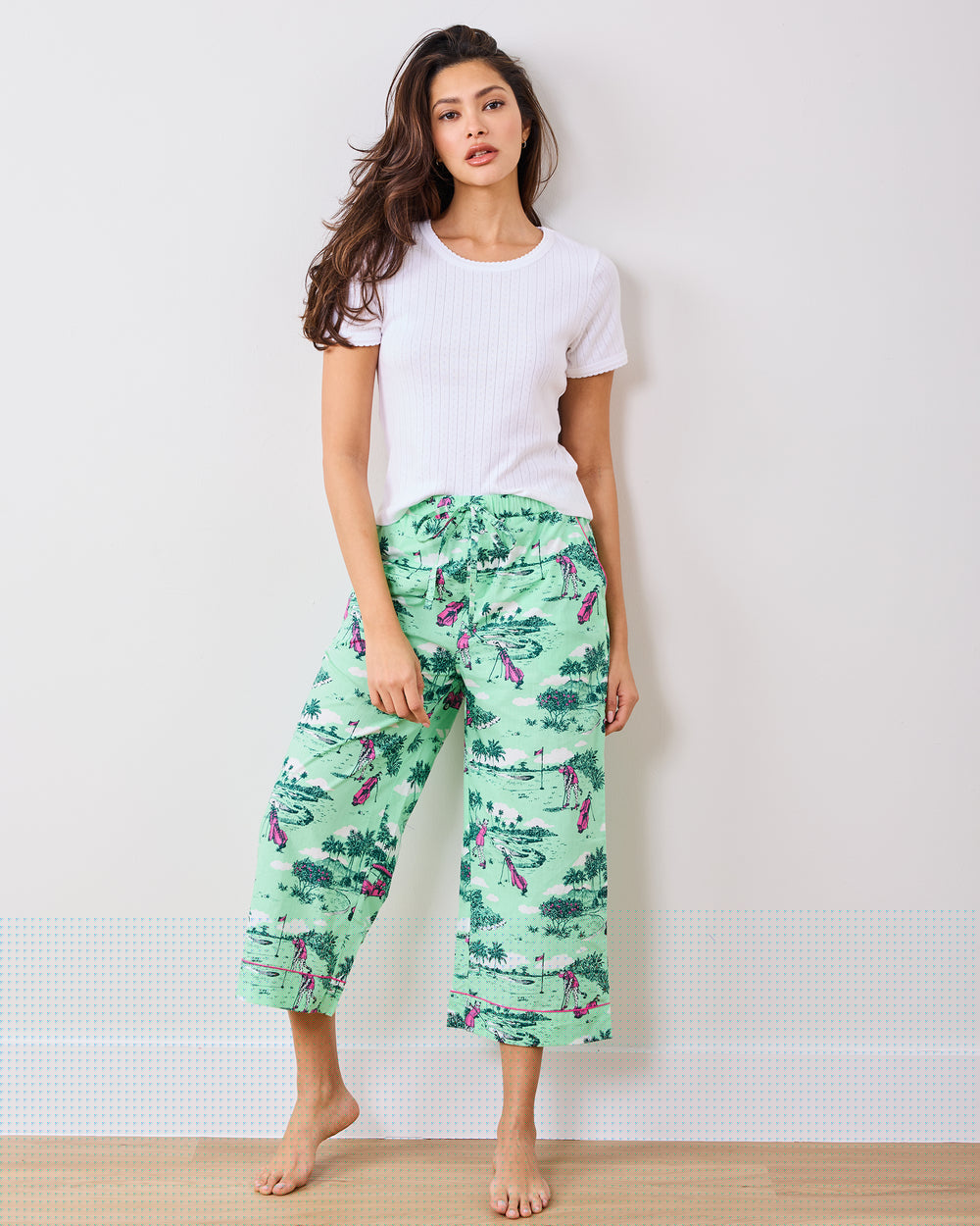 Golf Toile - Cropped PJ Pants - Putting Green - Printfresh