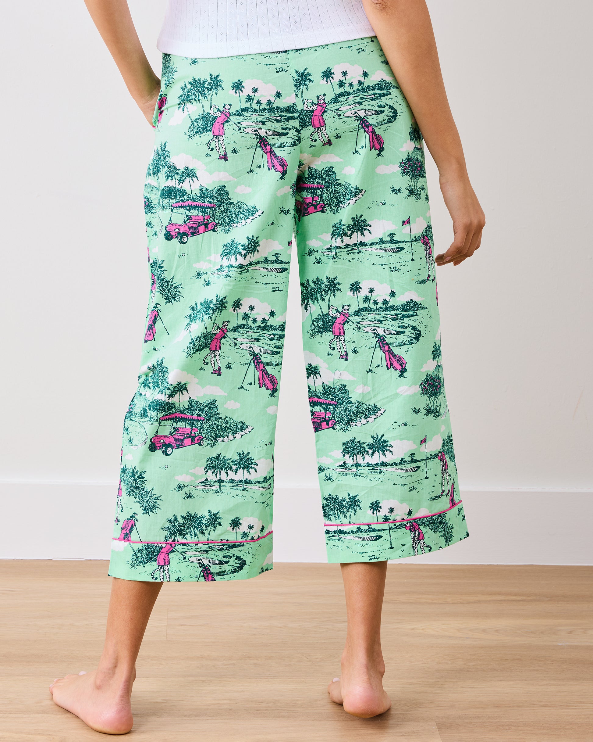 Golf Toile - Cropped PJ Pants - Putting Green - Printfresh