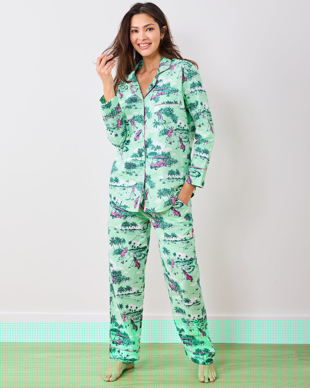 Golf Toile - Long PJ Set - Putting Green - Printfresh