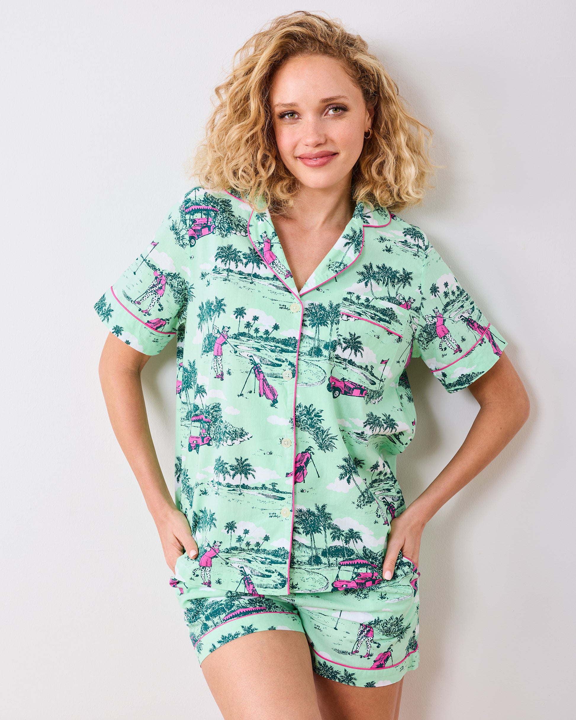 Golf Toile - Short PJ Set - Putting Green - Printfresh