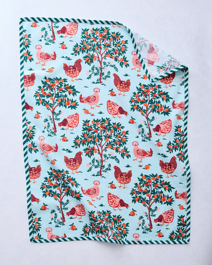 Hen House - Tea Towels Set Of 2 - Soft Blue - Printfresh