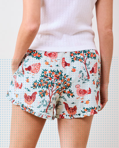 Hen House - Ruffle Shorts - Soft Blue - Printfresh
