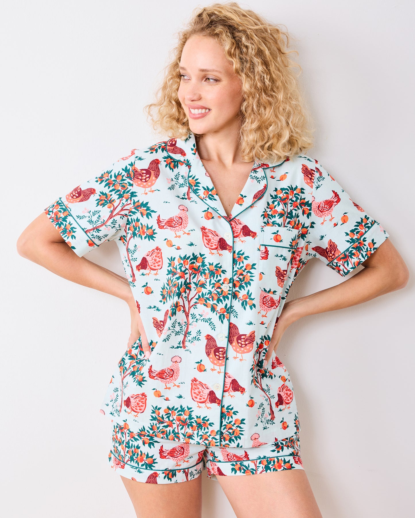 Hen House - Short PJ Set - Soft Blue - Printfresh