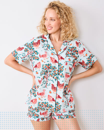 Hen House - Short PJ Set - Soft Blue - Printfresh