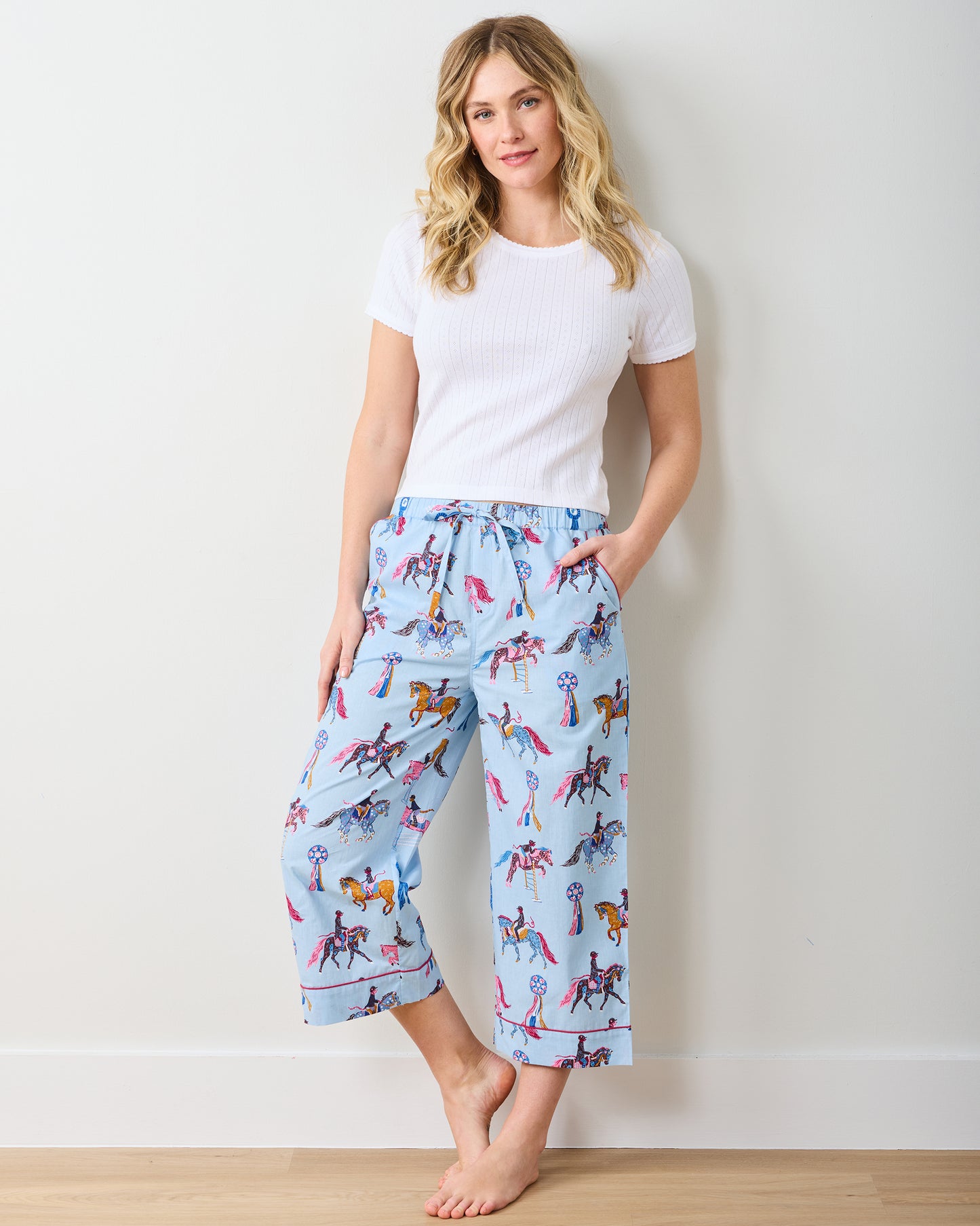 Horse Show - Cropped PJ Pants - Blue Ribbon - Printfresh