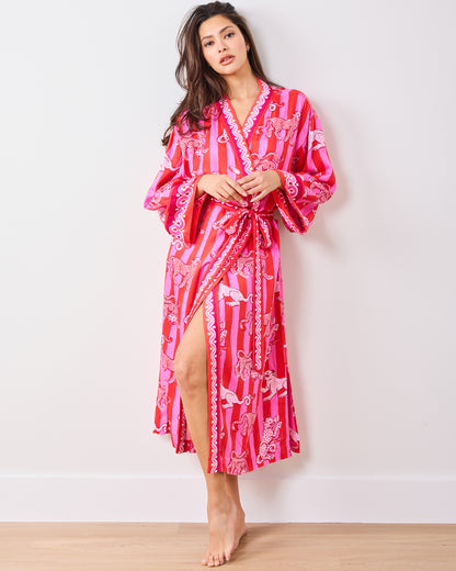 Leopard Stripes - Eco Satin Robe - Pink Cabana - Printfresh