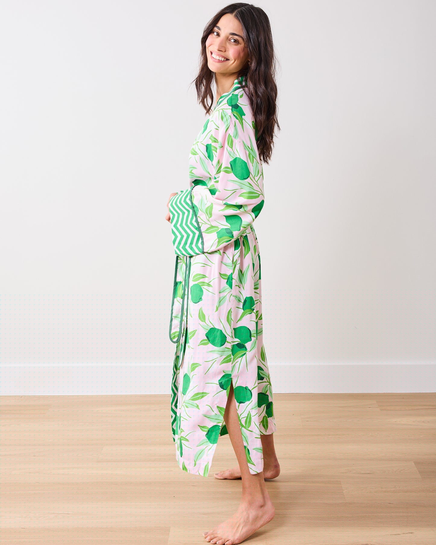Lime Zest - Eco Satin Robe - Pink Salt - Printfresh