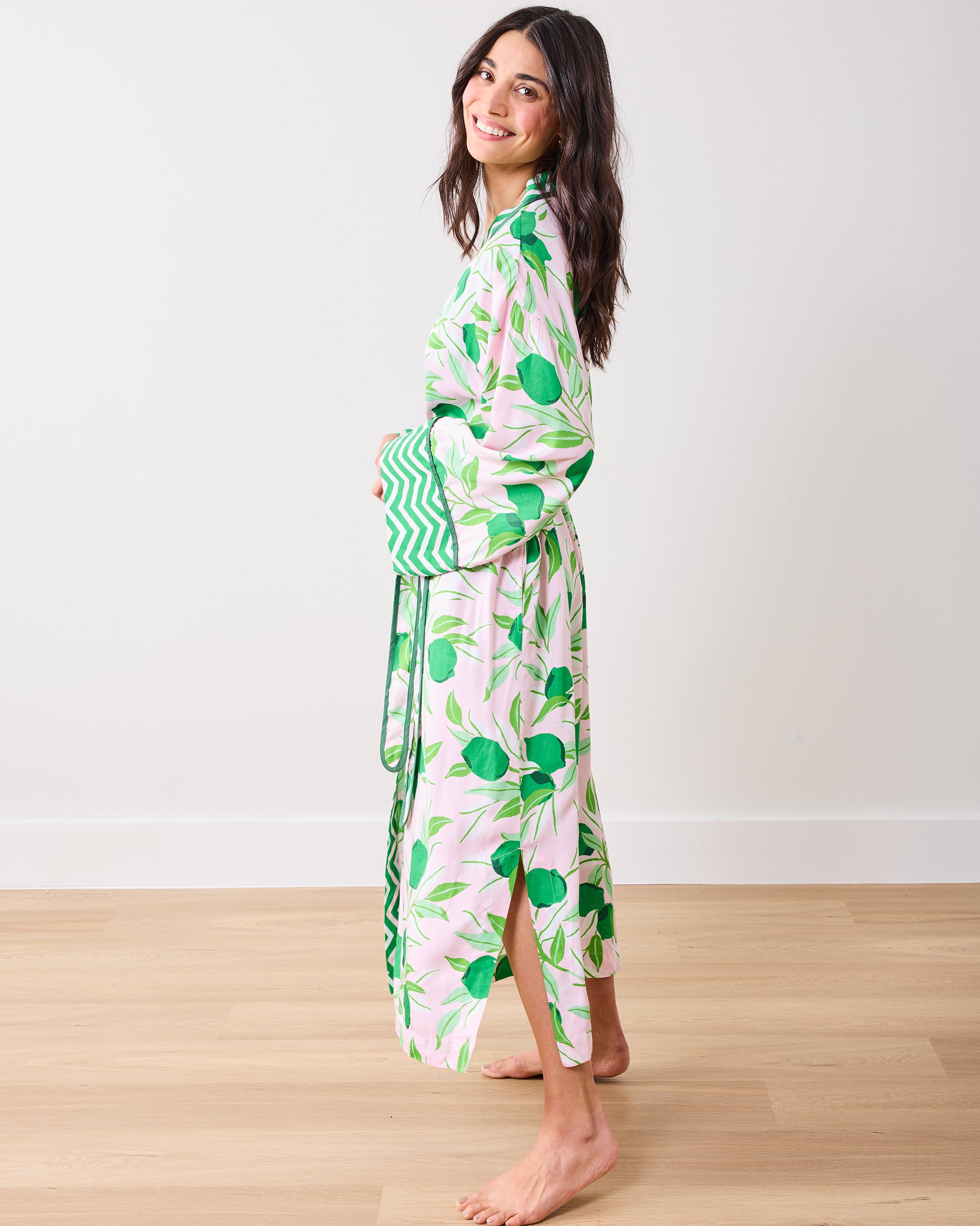 Lime Zest - Eco Satin Robe - Pink Salt - Printfresh