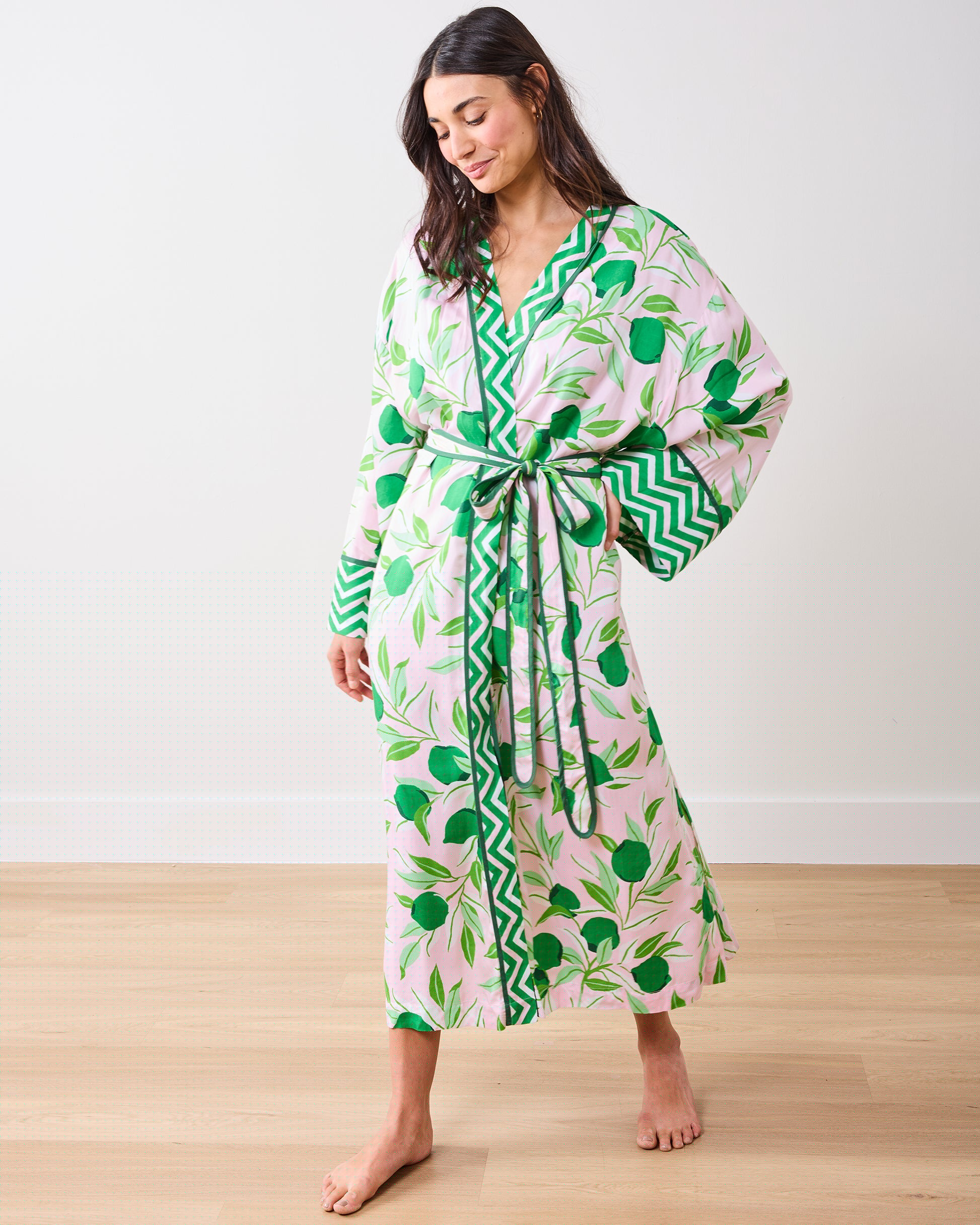 Lime Zest - Eco Satin Robe - Pink Salt - Printfresh