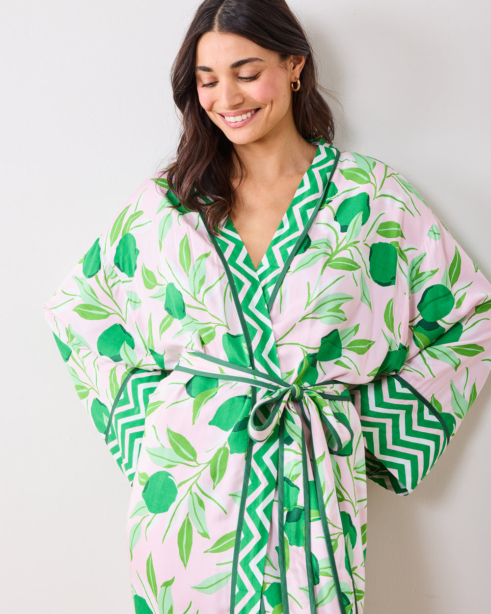 Lime Zest - Eco Satin Robe - Pink Salt - Printfresh