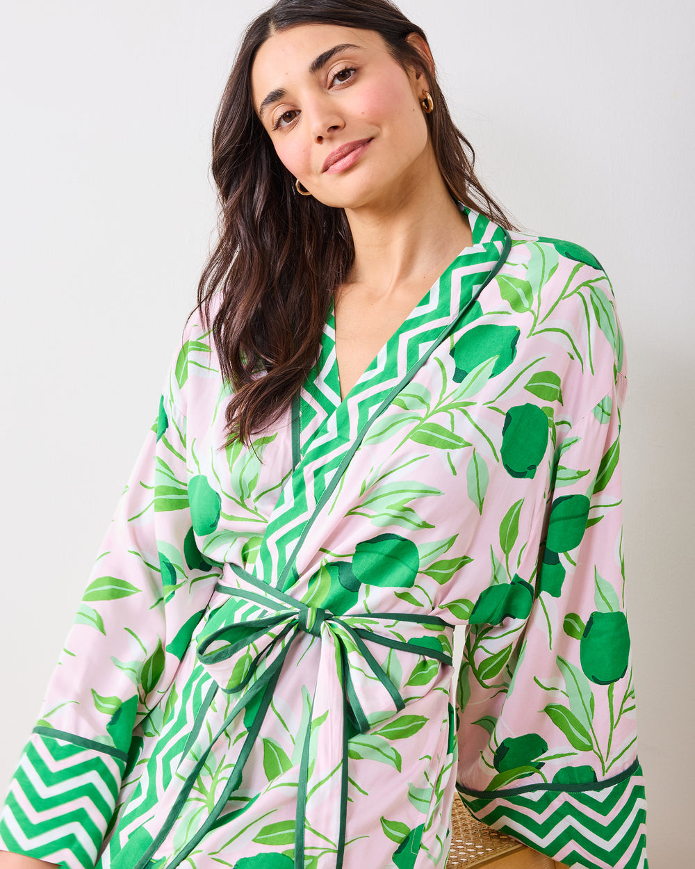 Lime Zest - Eco Satin Robe - Pink Salt - Printfresh