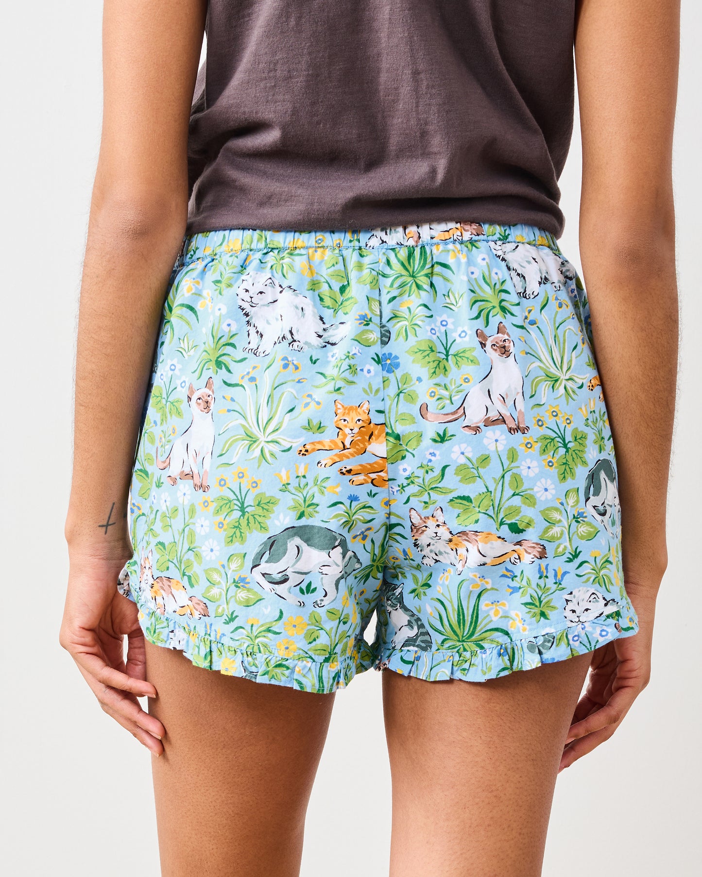 Must Love Cats - Ruffle Shorts - Cornflower - Printfresh