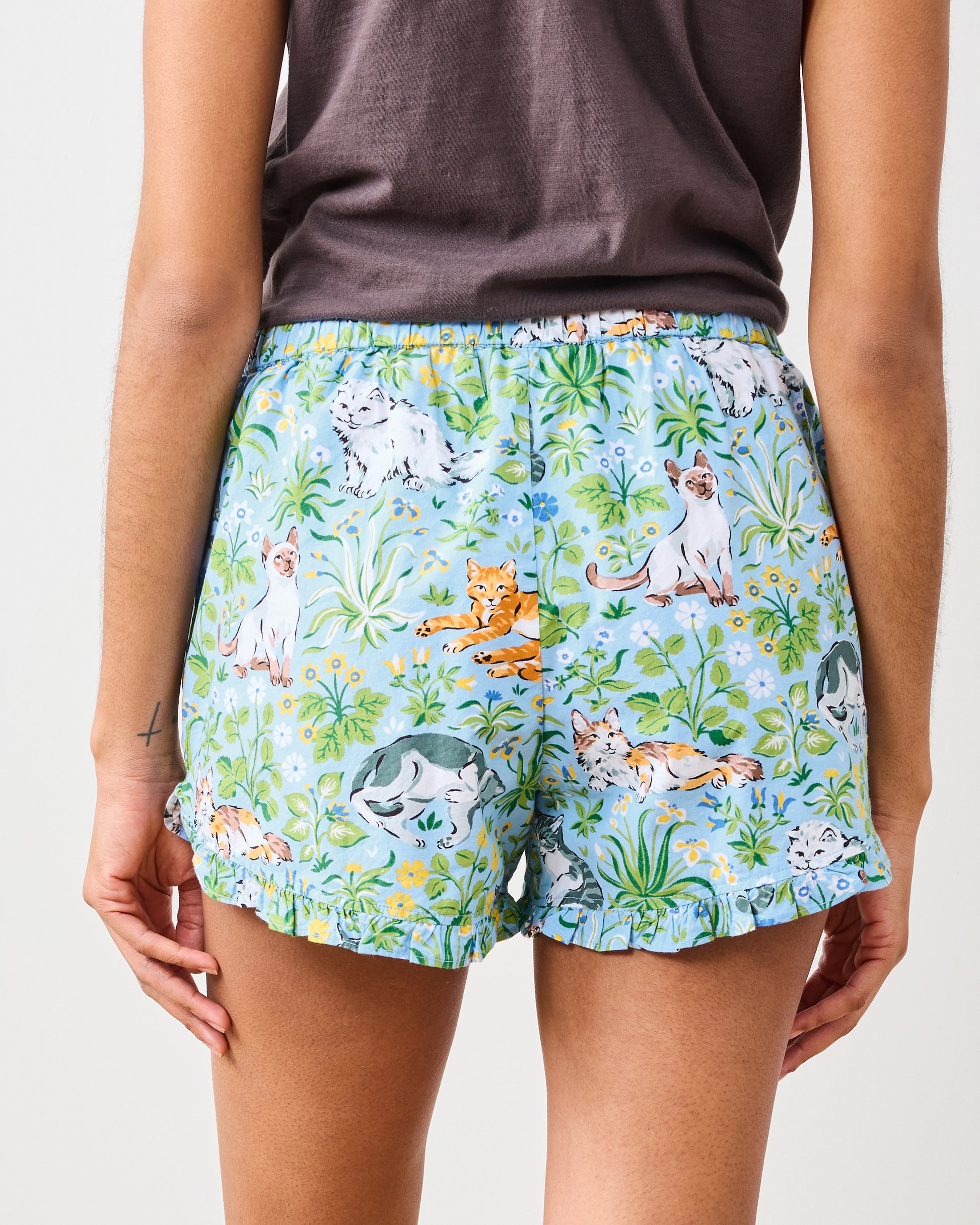Must Love Cats - Ruffle Shorts - Cornflower - Printfresh