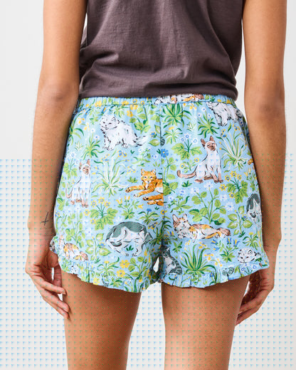 Must Love Cats - Ruffle Shorts - Cornflower - Printfresh