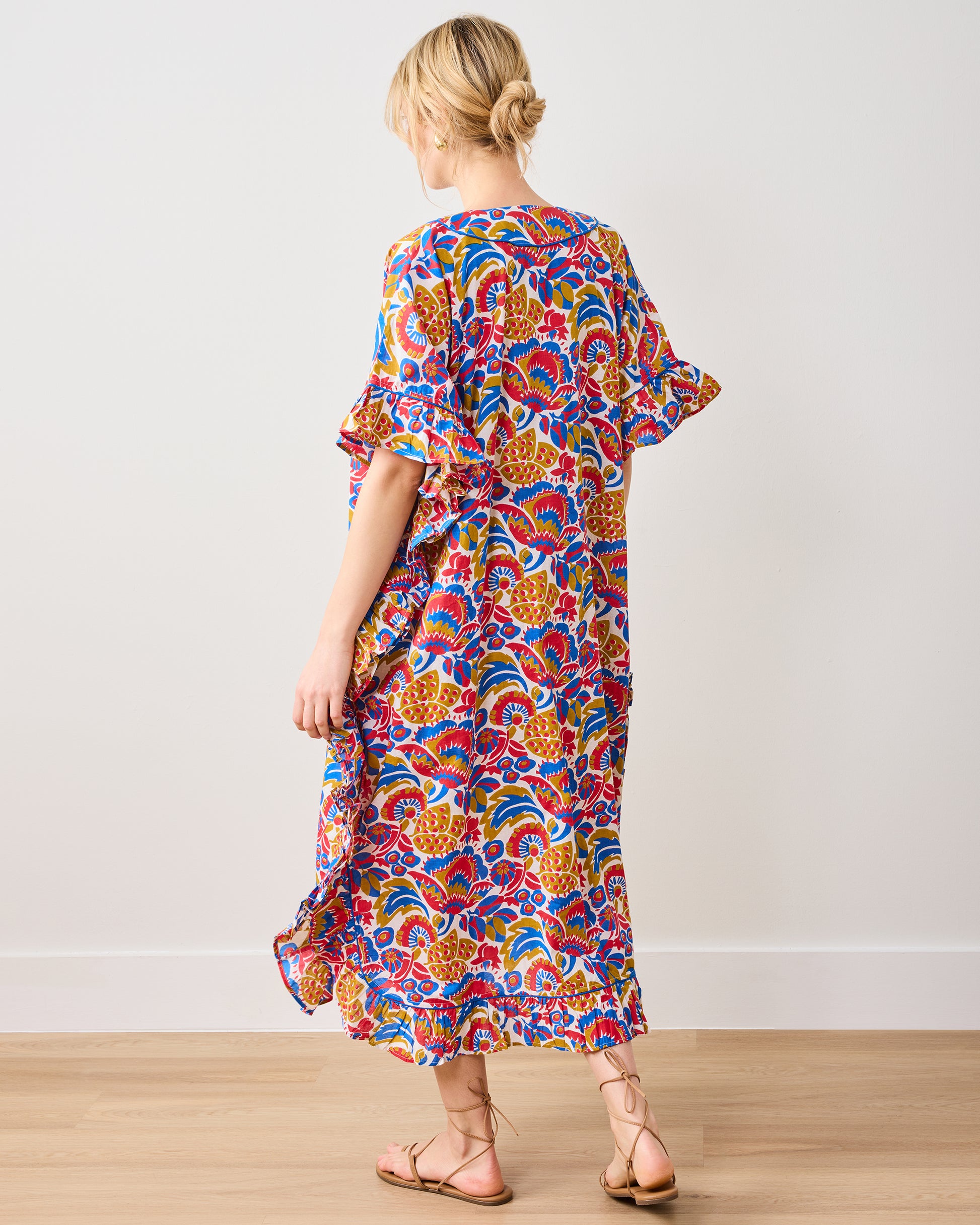 PF + Pencil & Paper Co. Bahama Blooms - Harbor Caftan - Blue & Red - Printfresh