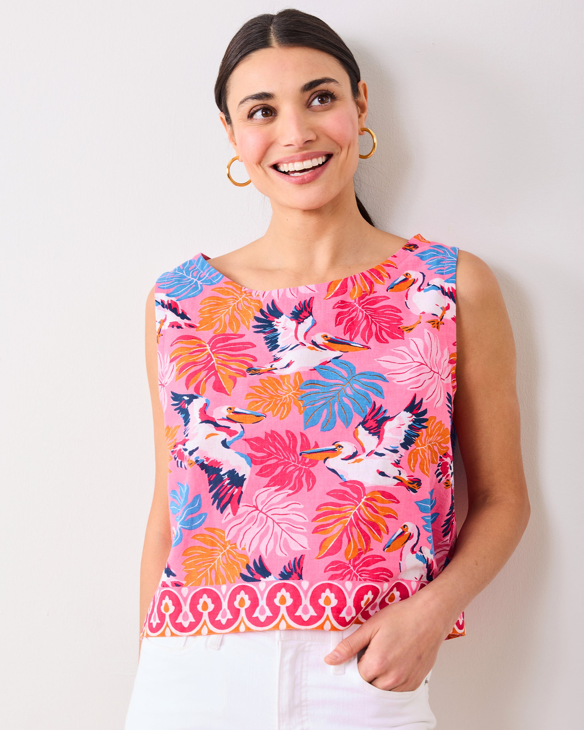 Pelican Palms - Riviera Top - Marina Pink - Printfresh