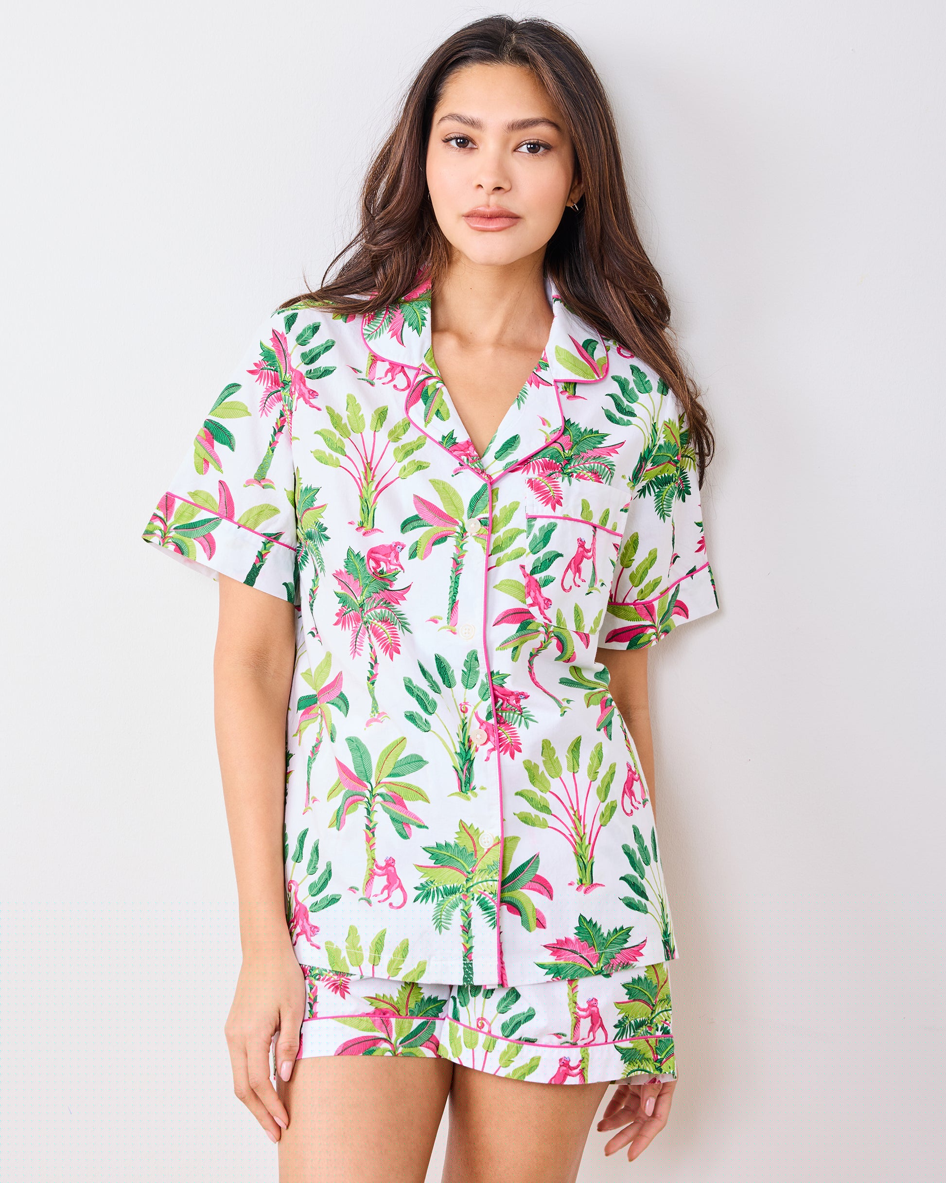 Royal Palms - Short PJ Set - Pink Basil - Printfresh