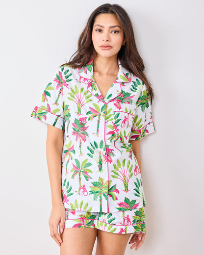 Royal Palms - Short PJ Set - Pink Basil - Printfresh